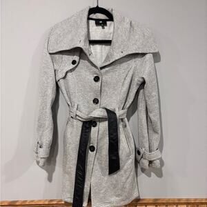 Iz Byer Belted Gray Trench Jacket – Black Accents, Medium